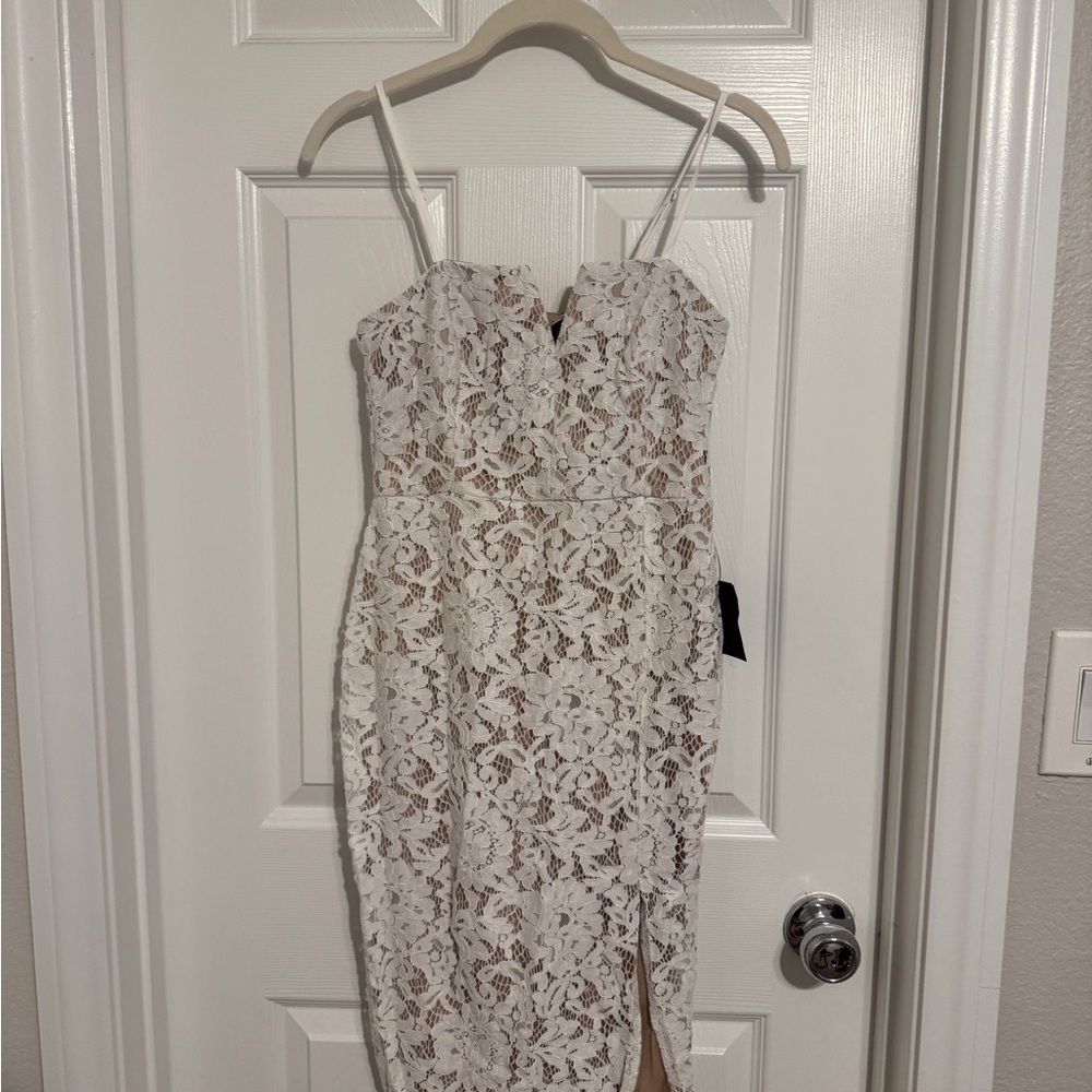 Lulu's Cream Sheath Dress Spaghetti Strap Sleeveless